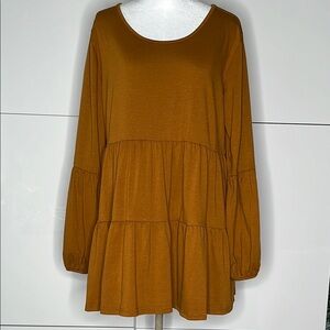 Ziola Rust Orange Tiered Long Sleeve Top